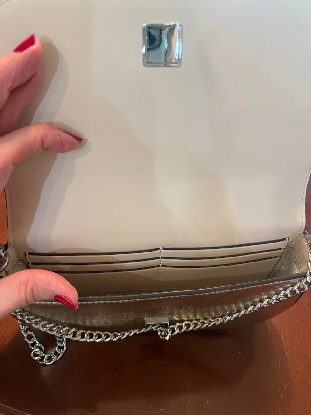 Tory Burch Metallic gold crossbody with Silver Chain
